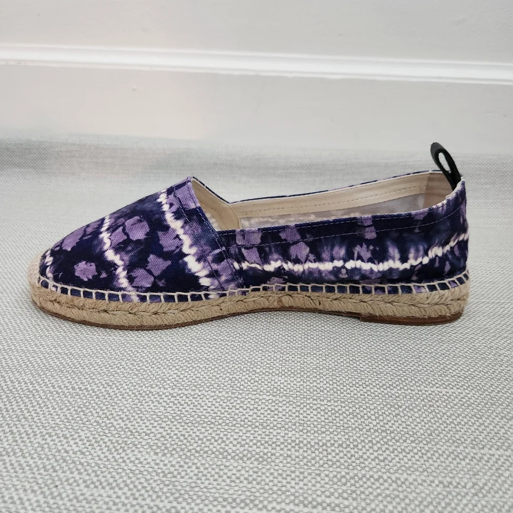 Altuzarra Kenda Size 41 Tie Dye Print Canvas Espadrille Loafer Berry Blue